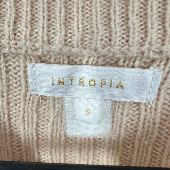 Intropia Italian Wool Beige Cable Knit Braided Crewneck Sweater Quiet Luxury - Picture 5 of 6